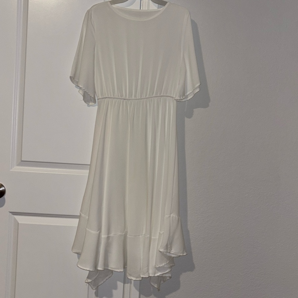 White, flowy midi dress